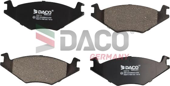 DACO Germany 324715 - Тормозные колодки, дисковые, комплект autospares.lv