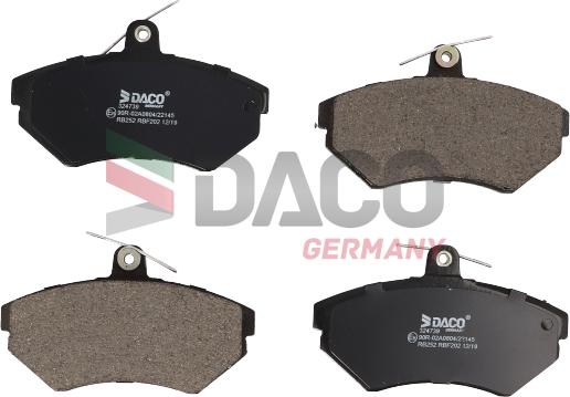 DACO Germany 324739 - Тормозные колодки, дисковые, комплект autospares.lv