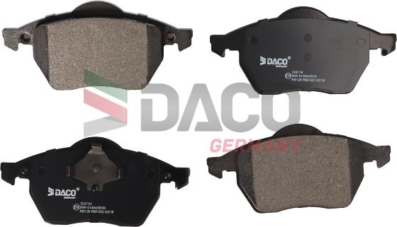 DACO Germany 324734 - Тормозные колодки, дисковые, комплект autospares.lv