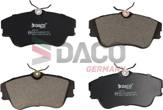 DACO Germany 324731 - Тормозные колодки, дисковые, комплект autospares.lv