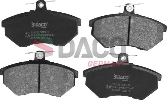 DACO Germany 324725 - Тормозные колодки, дисковые, комплект autospares.lv