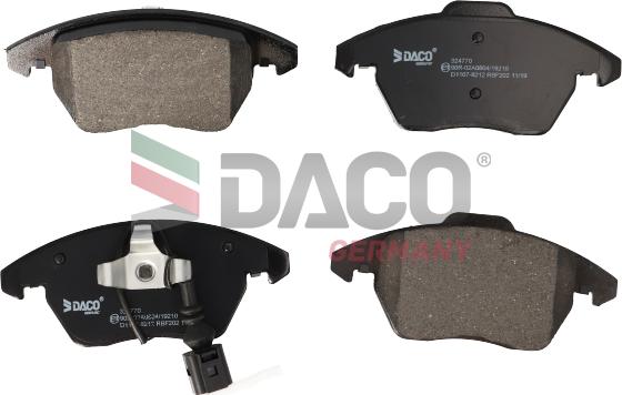 DACO Germany 324770 - Тормозные колодки, дисковые, комплект autospares.lv