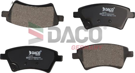 DACO Germany 325230 - Тормозные колодки, дисковые, комплект autospares.lv