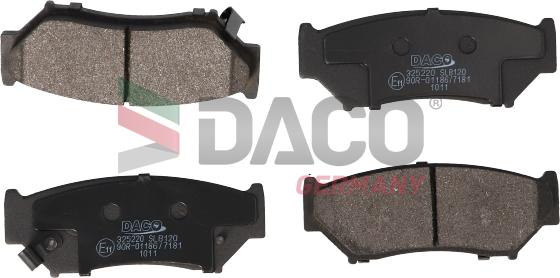 DACO Germany 325220 - Тормозные колодки, дисковые, комплект autospares.lv