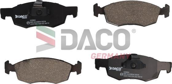 DACO Germany 320904 - Тормозные колодки, дисковые, комплект autospares.lv