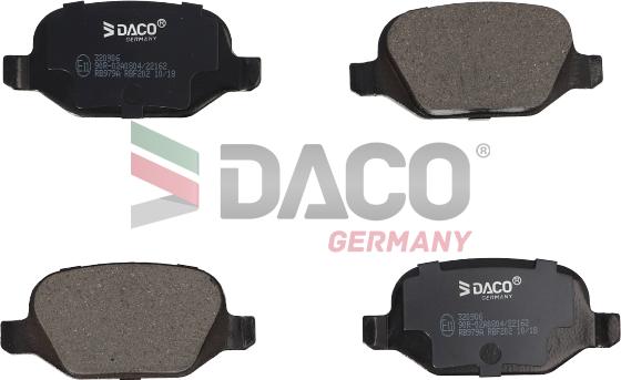 DACO Germany 320906 - Тормозные колодки, дисковые, комплект autospares.lv