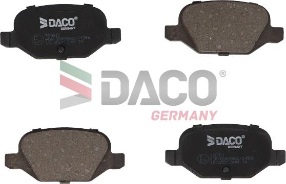 DACO Germany 320911 - Тормозные колодки, дисковые, комплект autospares.lv