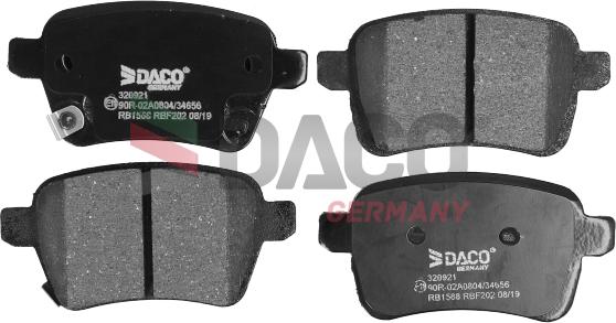 DACO Germany 320921 - Тормозные колодки, дисковые, комплект autospares.lv