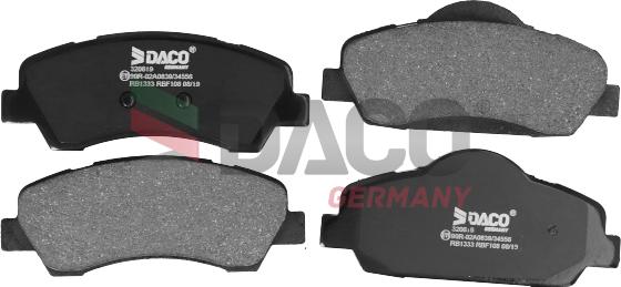 DACO Germany 320619 - Тормозные колодки, дисковые, комплект autospares.lv