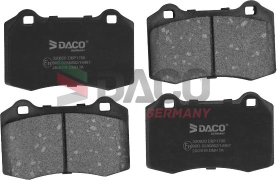 DACO Germany 320620 - Тормозные колодки, дисковые, комплект autospares.lv