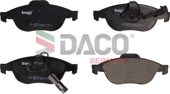 DACO Germany 320108 - Тормозные колодки, дисковые, комплект autospares.lv