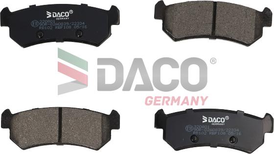 DACO Germany 320801 - Тормозные колодки, дисковые, комплект autospares.lv