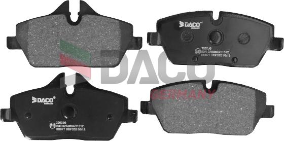 DACO Germany 320330 - Тормозные колодки, дисковые, комплект autospares.lv