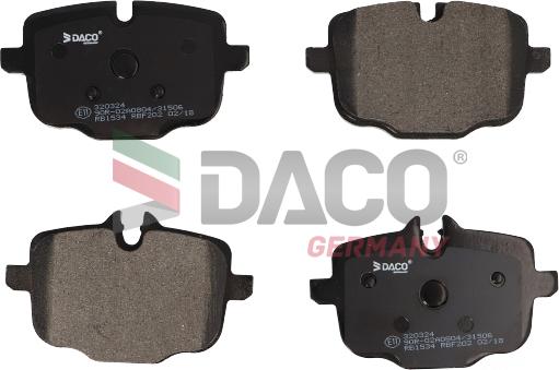 DACO Germany 320324 - Тормозные колодки, дисковые, комплект autospares.lv