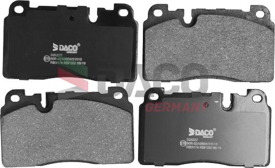 DACO Germany 320227 - Тормозные колодки, дисковые, комплект autospares.lv