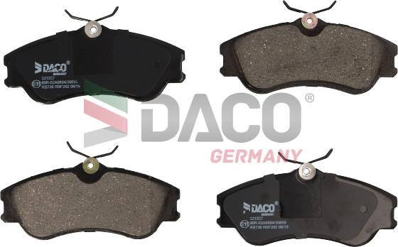 DACO Germany 321937 - Тормозные колодки, дисковые, комплект autospares.lv