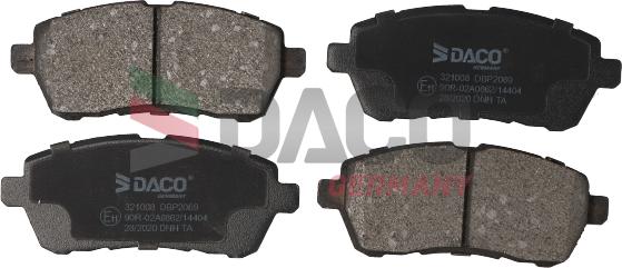 DACO Germany 321008 - Тормозные колодки, дисковые, комплект autospares.lv