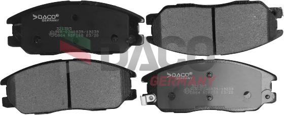 DACO Germany 321305 - Тормозные колодки, дисковые, комплект autospares.lv