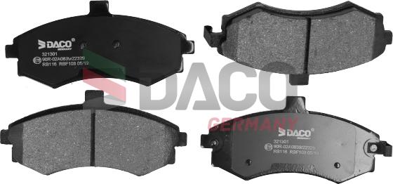 DACO Germany 321301 - Тормозные колодки, дисковые, комплект autospares.lv