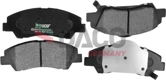 DACO Germany 321329 - Тормозные колодки, дисковые, комплект autospares.lv