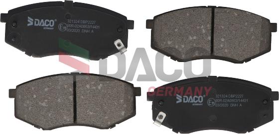 DACO Germany 321324 - Тормозные колодки, дисковые, комплект autospares.lv