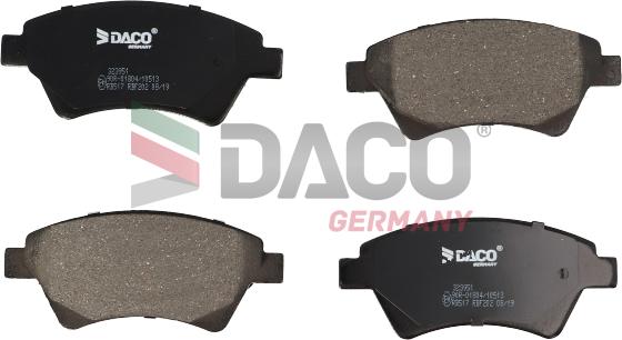 DACO Germany 323951 - Тормозные колодки, дисковые, комплект autospares.lv