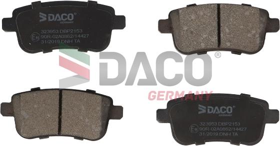 DACO Germany 323953 - Тормозные колодки, дисковые, комплект autospares.lv