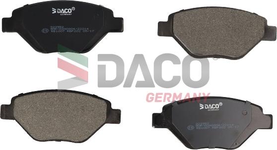 DACO Germany 323952 - Тормозные колодки, дисковые, комплект autospares.lv