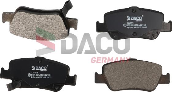 DACO Germany 323905 - Тормозные колодки, дисковые, комплект autospares.lv