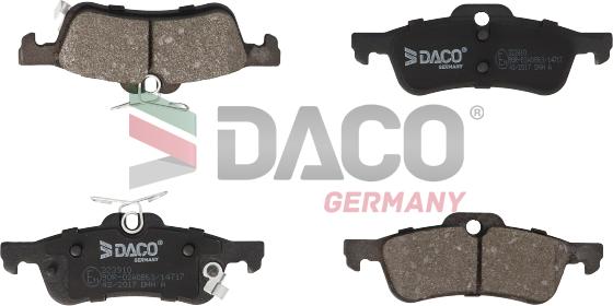 DACO Germany 323910 - Тормозные колодки, дисковые, комплект autospares.lv