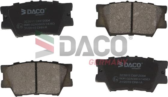 DACO Germany 323911 - Тормозные колодки, дисковые, комплект autospares.lv