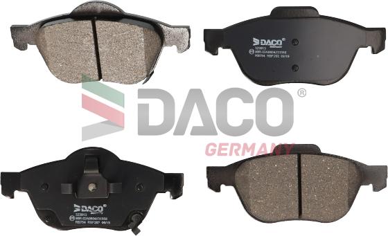 DACO Germany 323913 - Тормозные колодки, дисковые, комплект autospares.lv