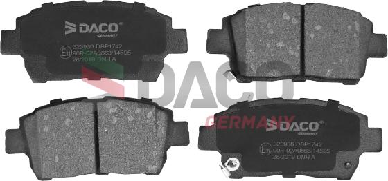 DACO Germany 323936 - Тормозные колодки, дисковые, комплект autospares.lv