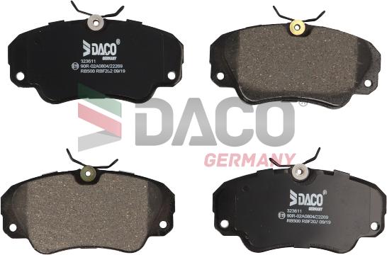 DACO Germany 323611 - Тормозные колодки, дисковые, комплект autospares.lv