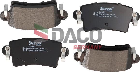 DACO Germany 323632 - Тормозные колодки, дисковые, комплект autospares.lv