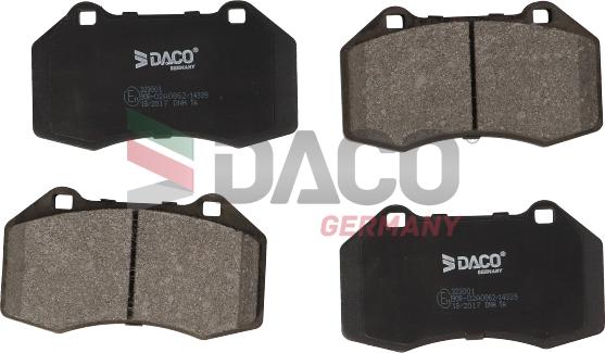 DACO Germany 323001 - Тормозные колодки, дисковые, комплект autospares.lv