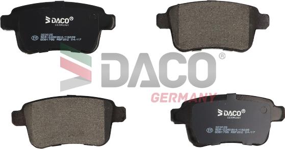 DACO Germany 323025 - Тормозные колодки, дисковые, комплект autospares.lv
