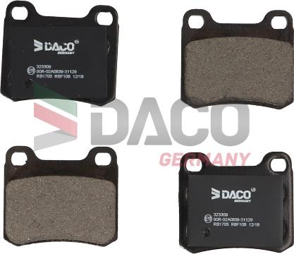 DACO Germany 323309 - Тормозные колодки, дисковые, комплект autospares.lv