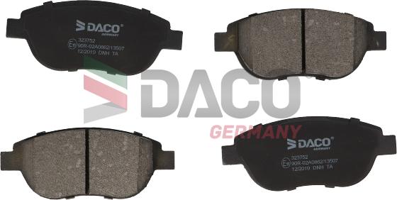 DACO Germany 323752 - Тормозные колодки, дисковые, комплект autospares.lv