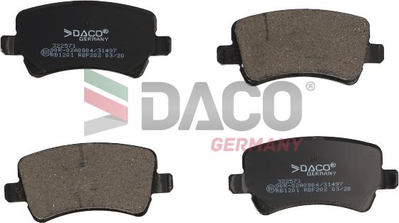 DACO Germany 322571 - Тормозные колодки, дисковые, комплект autospares.lv