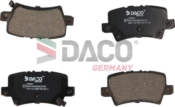 DACO Germany 322641 - Тормозные колодки, дисковые, комплект autospares.lv