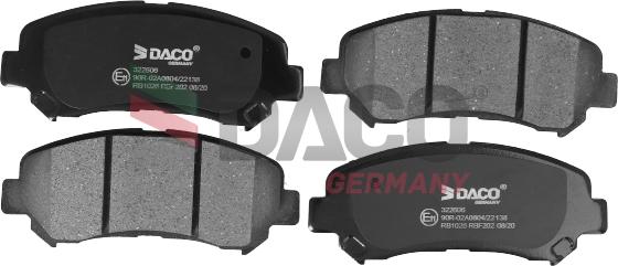 DACO Germany 322606 - Тормозные колодки, дисковые, комплект autospares.lv