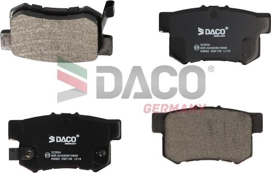DACO Germany 322634 - Тормозные колодки, дисковые, комплект autospares.lv