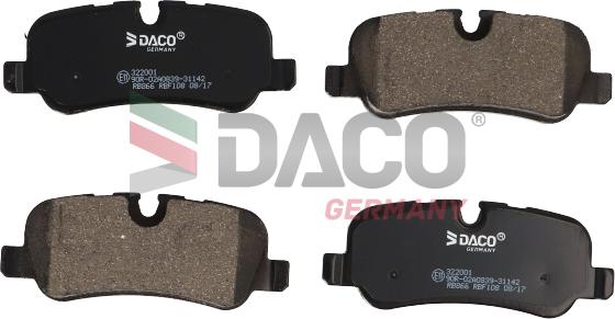 DACO Germany 322001 - Тормозные колодки, дисковые, комплект autospares.lv