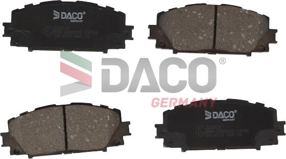 DACO Germany 322016 - Тормозные колодки, дисковые, комплект autospares.lv