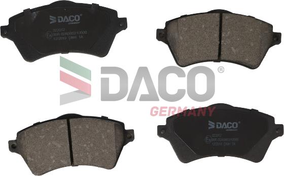 DACO Germany 322012 - Тормозные колодки, дисковые, комплект autospares.lv