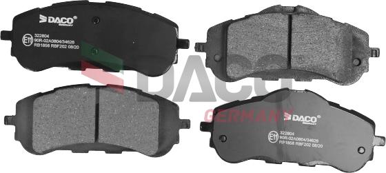 DACO Germany 322804 - Тормозные колодки, дисковые, комплект autospares.lv