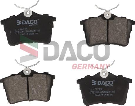 DACO Germany 322802 - Тормозные колодки, дисковые, комплект autospares.lv