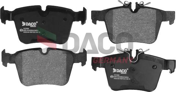 DACO Germany 322309 - Тормозные колодки, дисковые, комплект autospares.lv