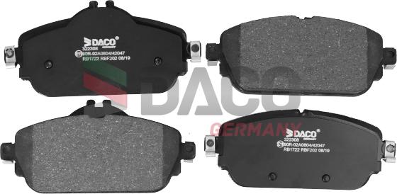 DACO Germany 322308 - Тормозные колодки, дисковые, комплект autospares.lv